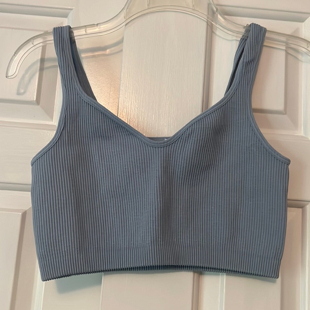 Light blue ribbed crop top